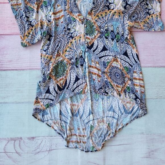 Flynn Skye Stevie Mind‎ Blown Button Front High Low Boho Kimono OS - Picture 6 of 9